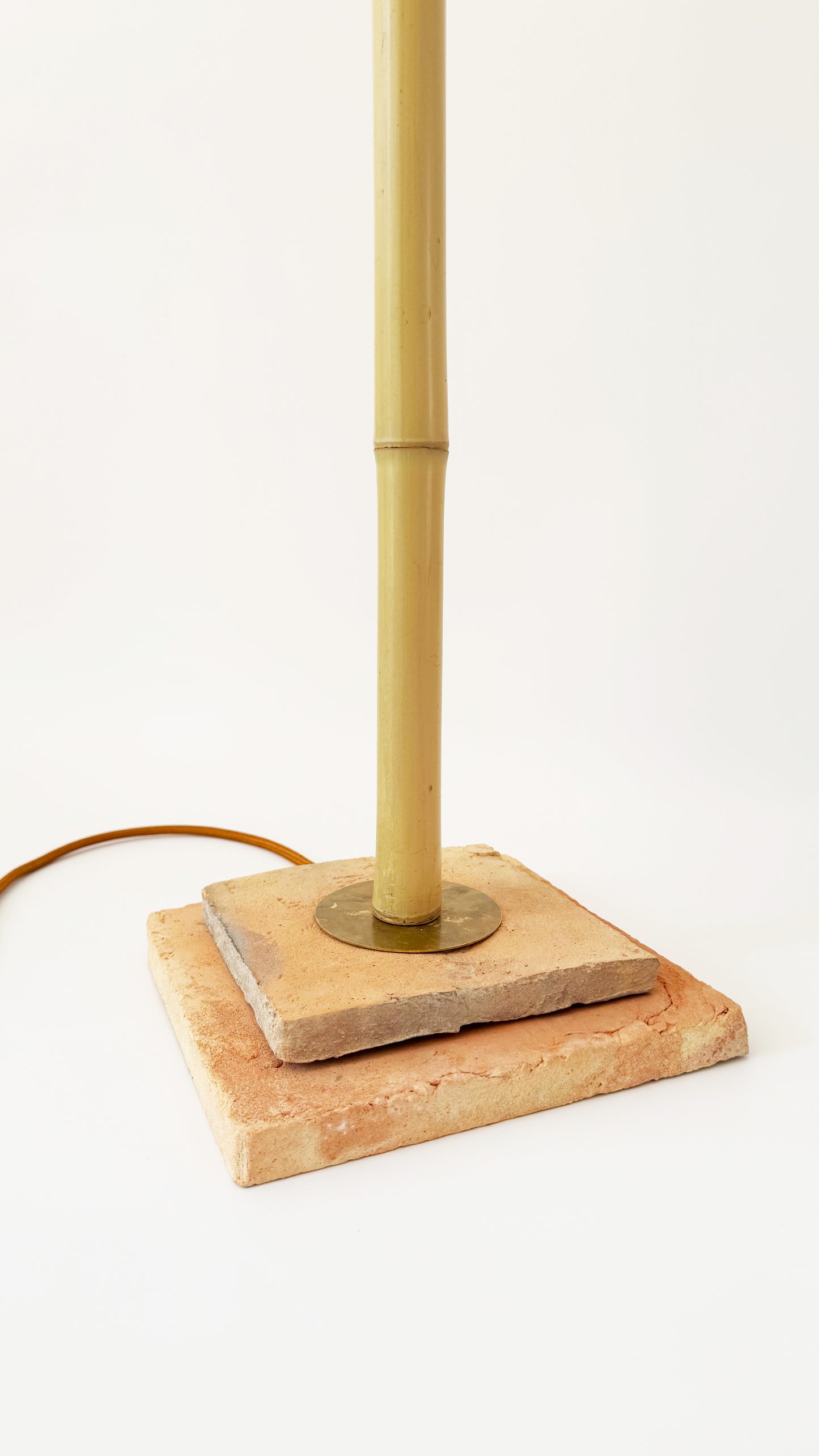 Terracotta and Bamboo Floor Lamp - Red
