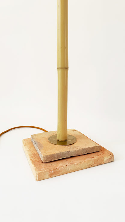 Terracotta and Bamboo Floor Lamp - Red