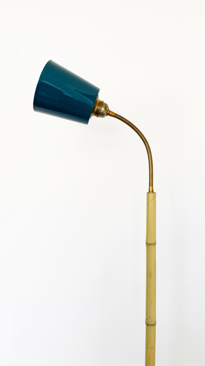 Terracotta and Bamboo Floor Lamp - Blue