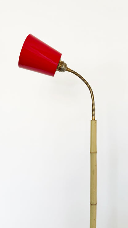 Terracotta and Bamboo Floor Lamp - Red