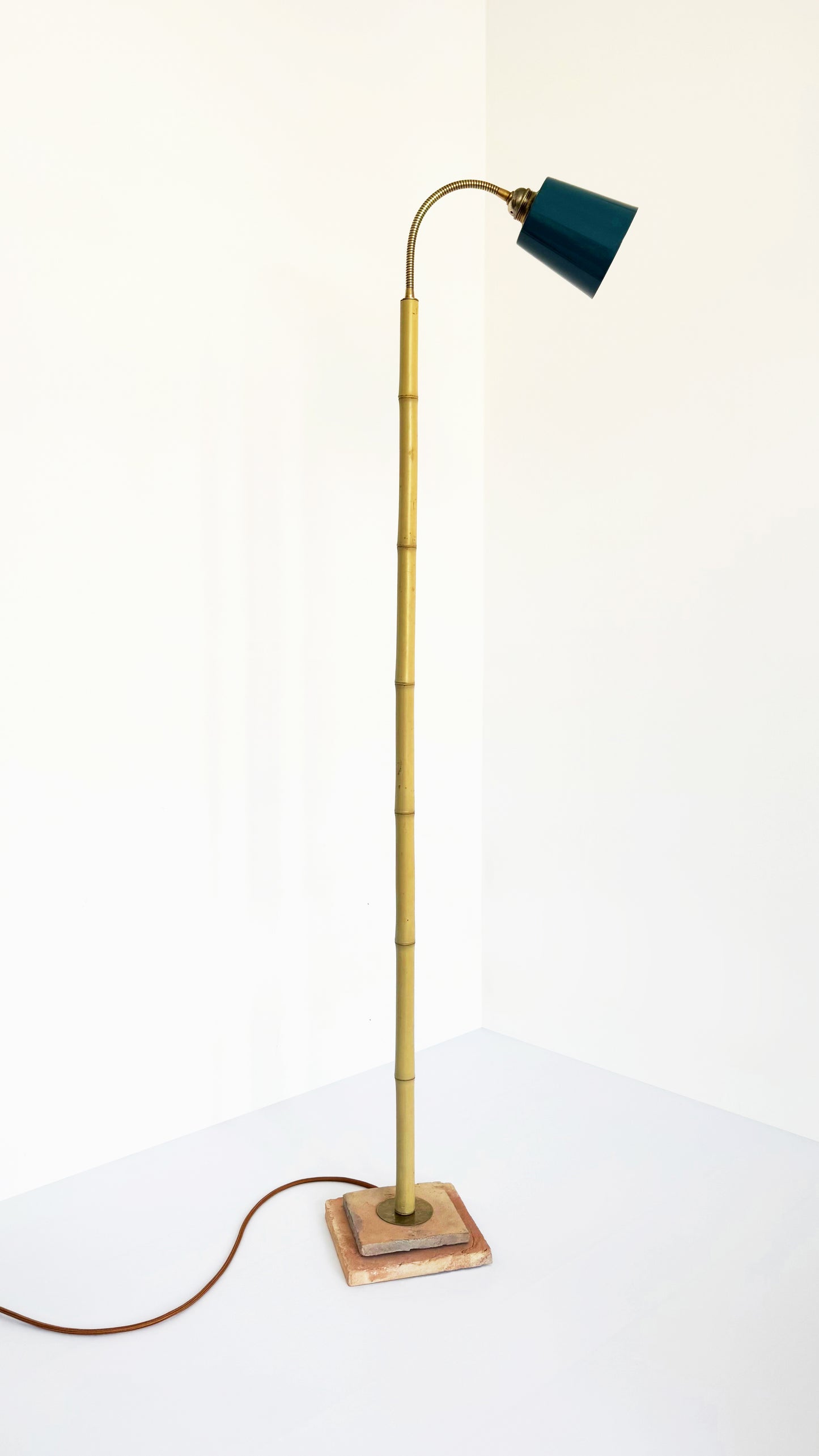 Terracotta and Bamboo Floor Lamp - Blue