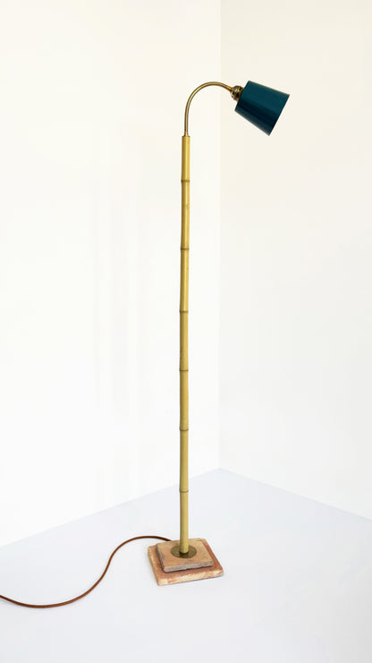 Terracotta and Bamboo Floor Lamp - Blue