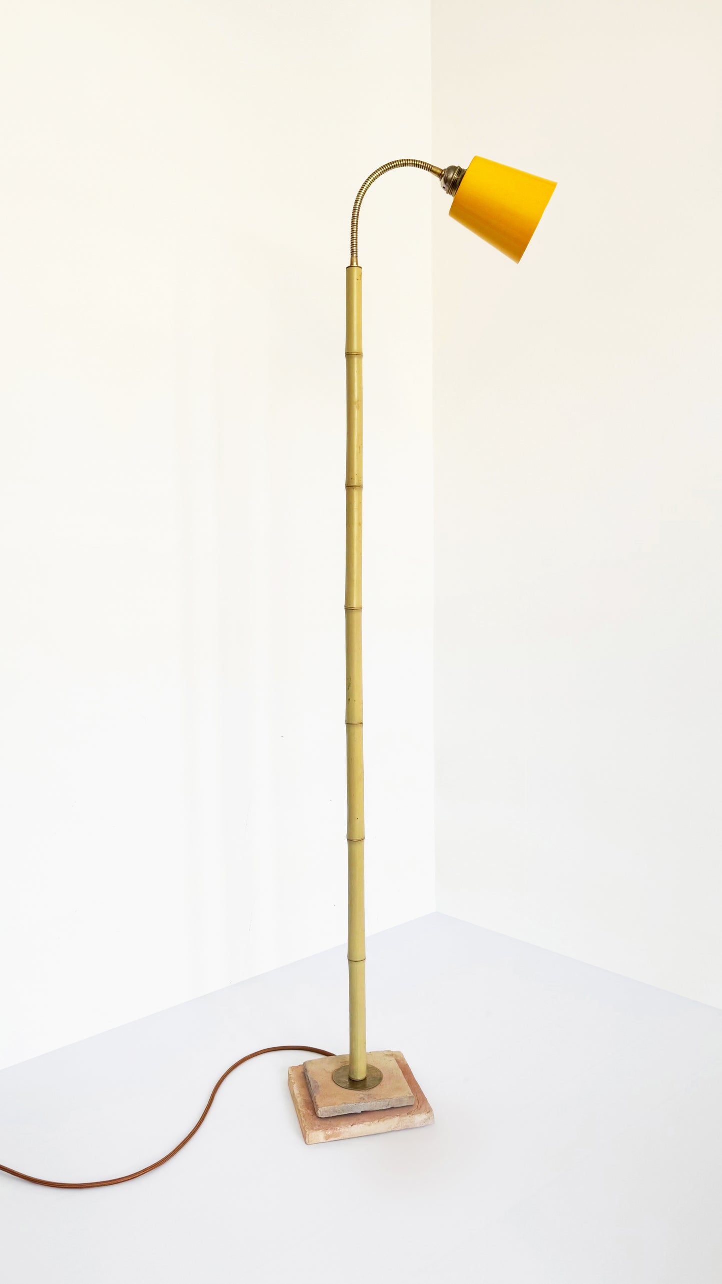 Terracotta and Bamboo Floor Lamp - Yellow