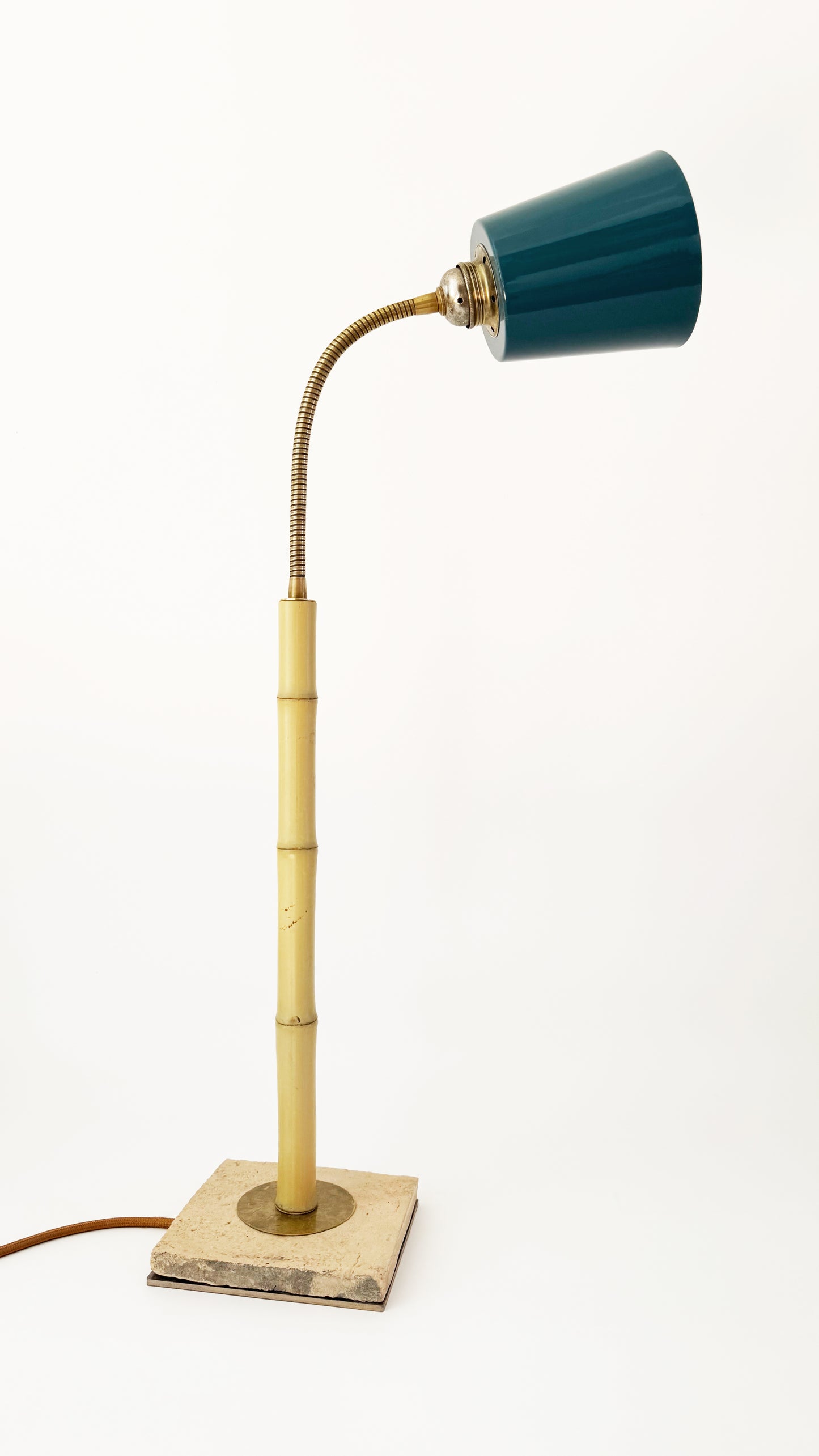 Terracotta and Bamboo Table Lamp - Blue
