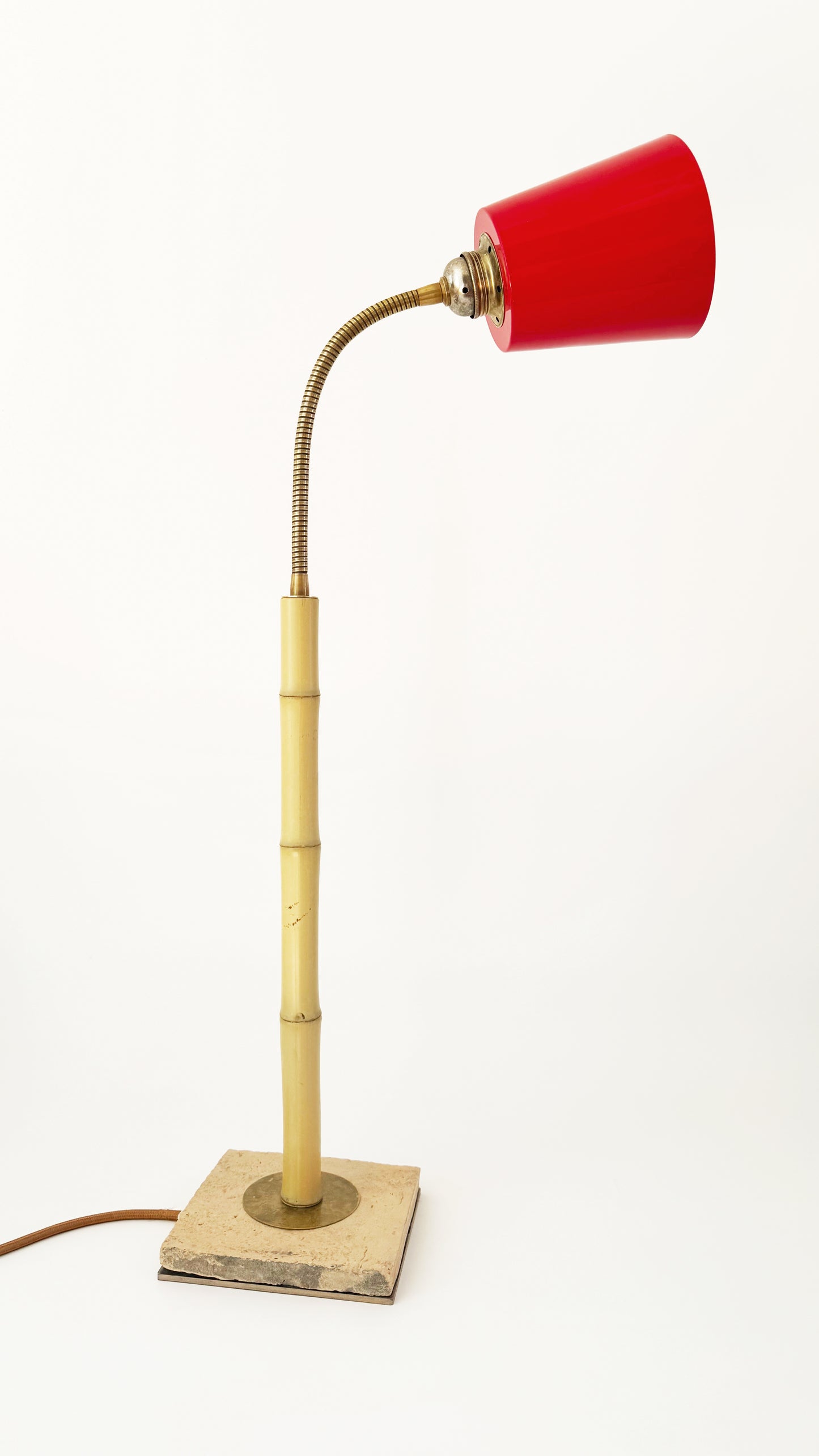 Terracotta and Bamboo Table Lamp - Red