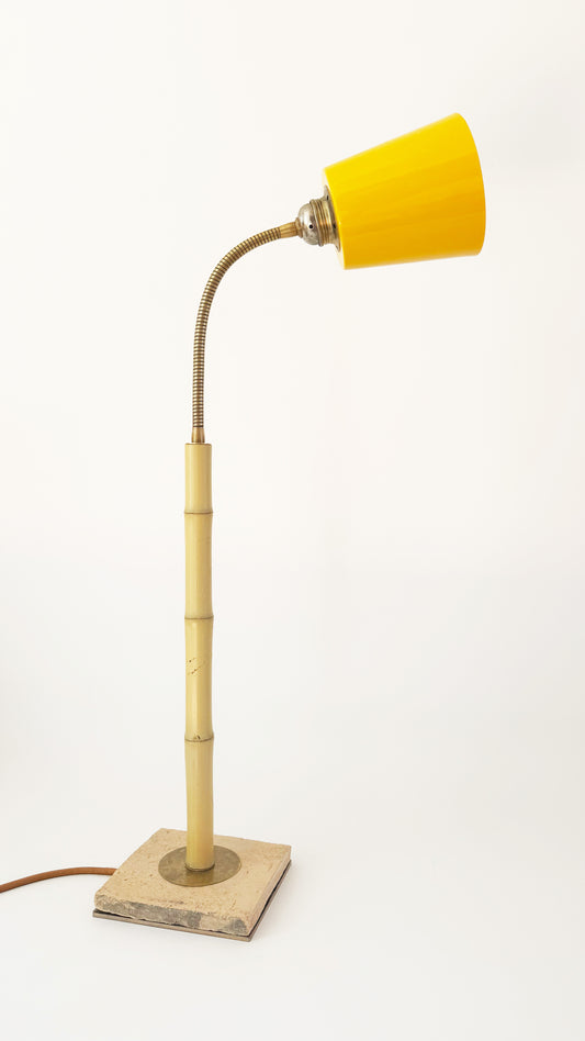 Terracotta and Bamboo Table Lamp - Yellow