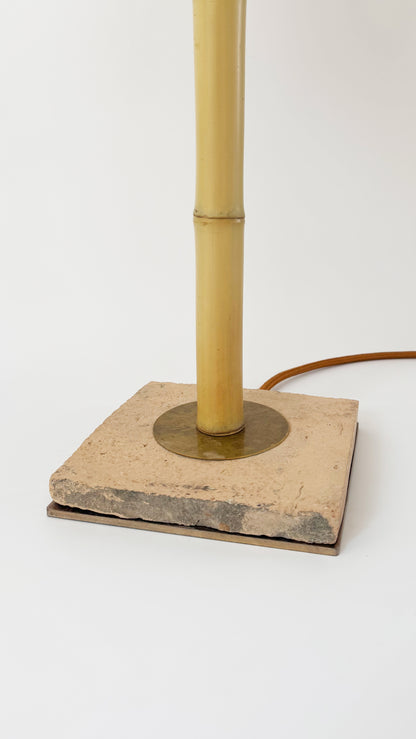 Terracotta and Bamboo Table Lamp - Blue