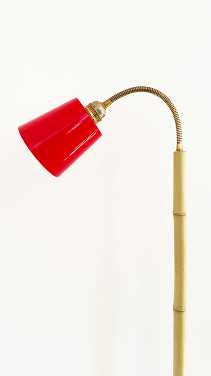 Terracotta and Bamboo Floor Lamp - Red