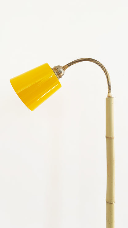 Terracotta and Bamboo Floor Lamp - Yellow