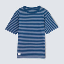 Load image into Gallery viewer, Le Crew Tee Navy/Cornflower Stripe
